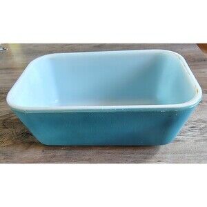Vtg 1940s Pyrex Refrigerator Dish No Lid Primary Colors Blue 502-B Collectible